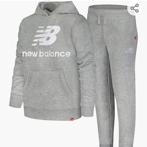 New Balance Girls' Jogger Set - 2 Piece Fleece Hoodie and Joggers Kids Clothing